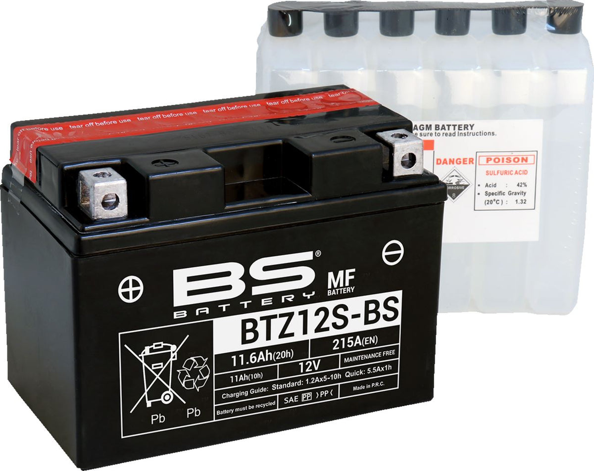 BS Battery BTZ12S-BS AGM Powersports Battery | 12V 11Ah 215 CCA | Acid Pack Included | 300697