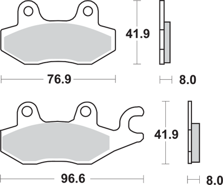 SBS HF Series Organic Base Brake Pads - 638HF (Kawasaki / Massimo / Can-Am / Hisun / Bennche / Yamaha 1989–2026)
