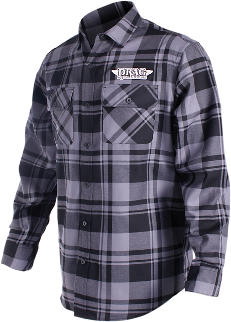 THROTTLE THREADS Drag Specialties Long-Sleeve Flannel Shirt - Gray/Black - XL DRG27S68GYXR - Cycle City Outdoors