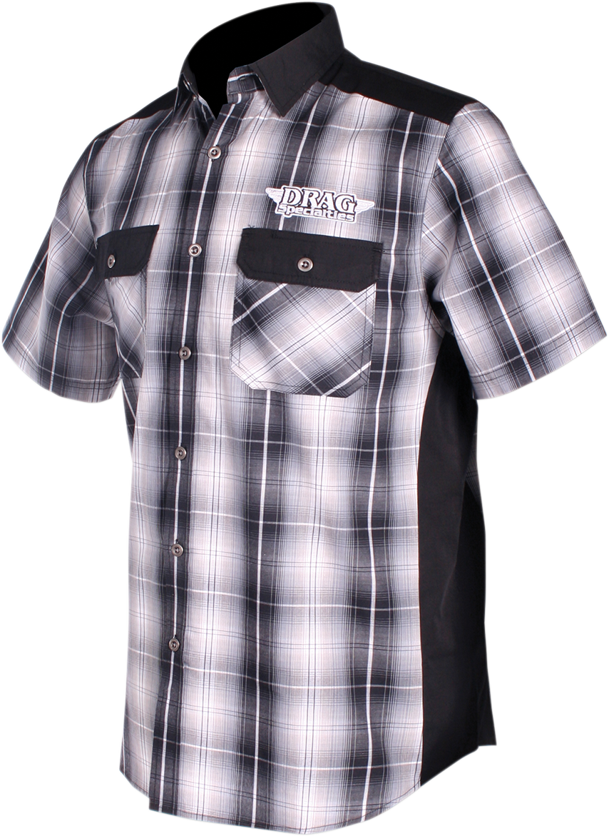 THROTTLE THREADS Drag Specialties Flannel Shirt - Black/White - 4XL DRG28S97GYB4R - Cycle City Outdoors