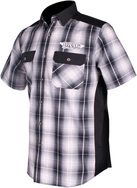 THROTTLE THREADS Drag Specialties Flannel Shirt - Black/White - 4XL DRG28S97GYB4R - Cycle City Outdoors