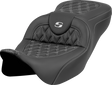 SADDLEMEN Roadsofa* Seat - Lattice Stitch - Silver Stitch - w/o Backrest - FL '08-'23 808-07B-18205