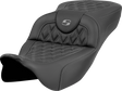 SADDLEMEN Roadsofa* Extended Reach Seat - Lattice Stitch - Gray Stitch - without Backrest - FL '08-'23 808-07B-18402