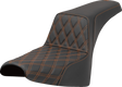 SADDLEMEN Step-Up Seat - Front Lattice Stitch - Orange Stitch - FXST/FXBB '18-'25 818-30-17203