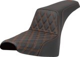 SADDLEMEN Step-Up Seat - Front Lattice Stitch - Orange Stitch - FXST/FXBB '18-'25 818-30-17203