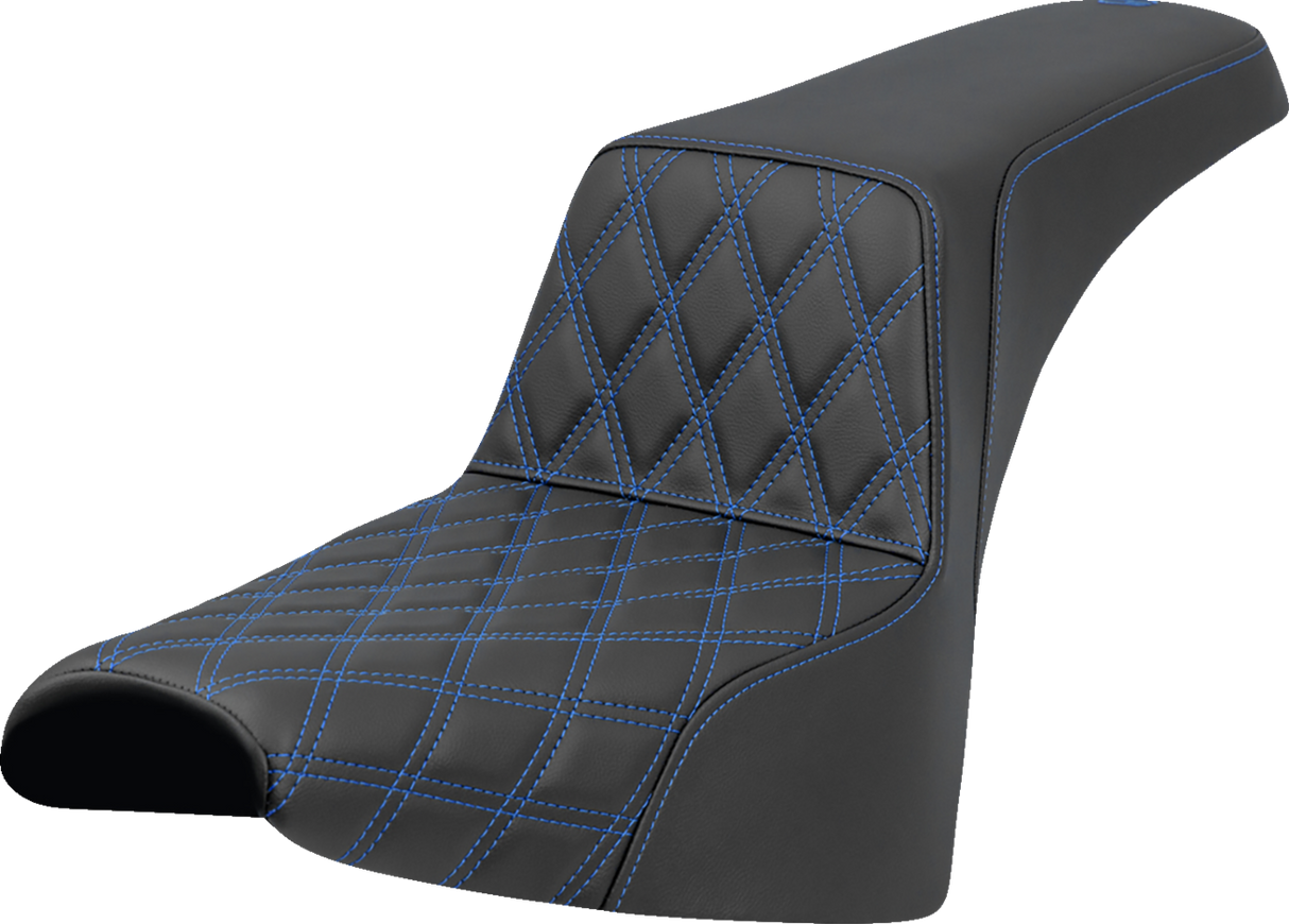 SADDLEMEN Step-Up Seat - Front Lattice Stitch - Blue Stitch - FXST/FXBB '18-'25 818-30-17201