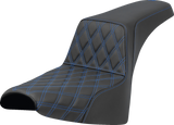 SADDLEMEN Step-Up Seat - Front Lattice Stitch - Blue Stitch - FXST/FXBB '18-'25 818-30-17201