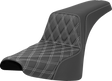 SADDLEMEN Step-Up Seat - Front Lattice Stitch - White Stitch - FXST/FXBB '18-'25 818-30-17206