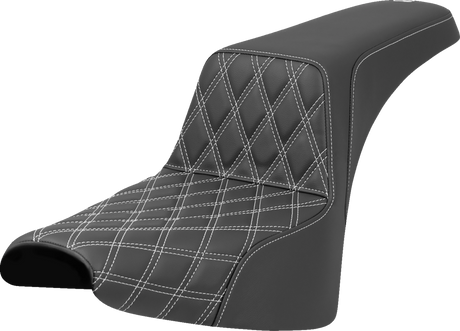 SADDLEMEN Step-Up Seat - Front Lattice Stitch - White Stitch - FXST/FXBB '18-'25 818-30-17206