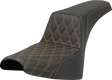 SADDLEMEN Step-Up Seat - Front Lattice Stitch - Gold Stitch - FXST/FXBB '18-'25 818-30-17207