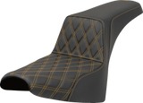 SADDLEMEN Step-Up Seat - Front Lattice Stitch - Gold Stitch - FXST/FXBB '18-'25 818-30-17207