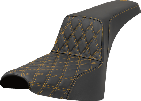 SADDLEMEN Step-Up Seat - Front Lattice Stitch - Gold Stitch - FXST/FXBB '18-'25 818-30-17207
