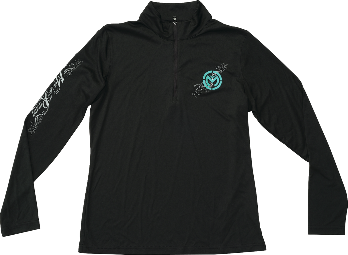 MOOSE OFFROAD Women's Flourish Script Quarter Zip Pullover - Black - Small 3051-1231