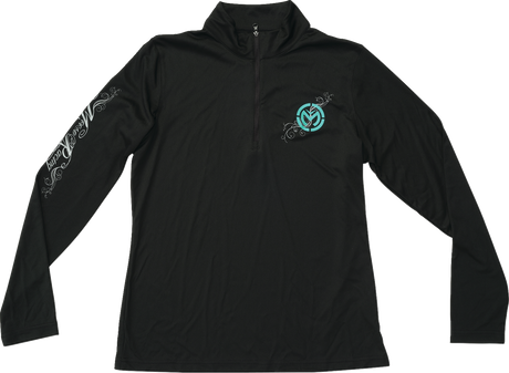 MOOSE OFFROAD Women's Flourish Script Quarter Zip Pullover - Black - Small 3051-1231
