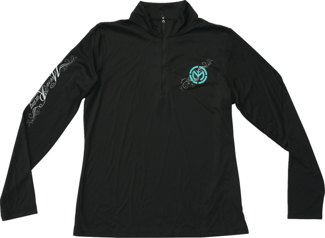 MOOSE OFFROAD Women's Flourish Script Quarter Zip Pullover - Black - Medium 3051-1232