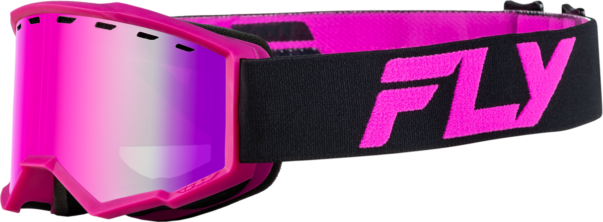 Yth Focus Snow Goggle Blk/Pink W/ Pink Mirror/Rose Lens - Cycle City Outdoors