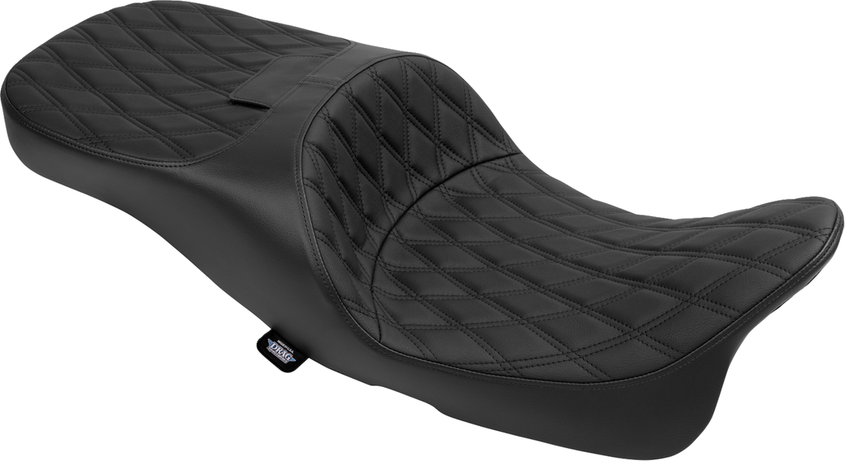DRAG SPECIALTIES SEATS Extended Reach Freedom Seat - Vinyl - Double Diamond - Black Stitch - FLT/FLH '09-'24 4696B