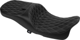 DRAG SPECIALTIES SEATS Extended Reach Freedom Seat - Vinyl - Double Diamond - Silver Stitch - FLT/FLH '09-'24 4696C