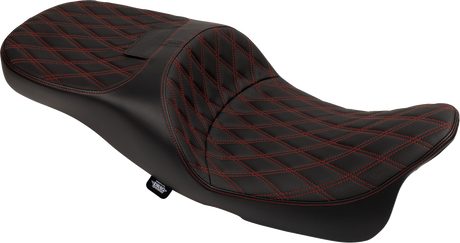 DRAG SPECIALTIES SEATS Extended Reach Freedom Seat - Vinyl - Double Diamond - Red Stitch - FLT/FLH '09-'24 4696D