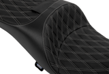 DRAG SPECIALTIES SEATS Extended Reach Freedom Seat - Vinyl - Double Diamond - Silver Stitch - FLT/FLH '09-'24 4696C