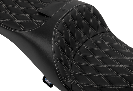 DRAG SPECIALTIES SEATS Extended Reach Freedom Seat - Vinyl - Double Diamond - Silver Stitch - FLT/FLH '09-'24 4696C