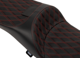 DRAG SPECIALTIES SEATS Extended Reach Freedom Seat - Vinyl - Double Diamond - Red Stitch - FLT/FLH '09-'24 4696D