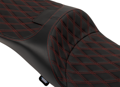 DRAG SPECIALTIES SEATS Extended Reach Freedom Seat - Vinyl - Double Diamond - Red Stitch - FLT/FLH '09-'24 4696D