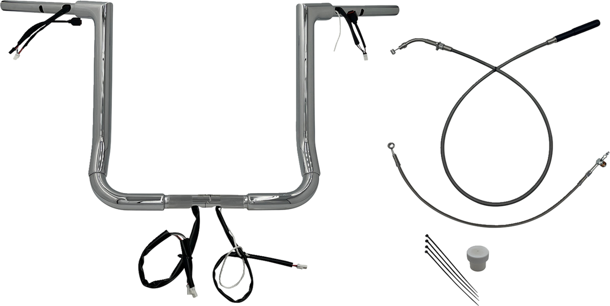 FAT BAGGERS INC. EZ Install Wired Handlebar Kit - 1-1/2" - Flat Top - 16" - Chrome 649016