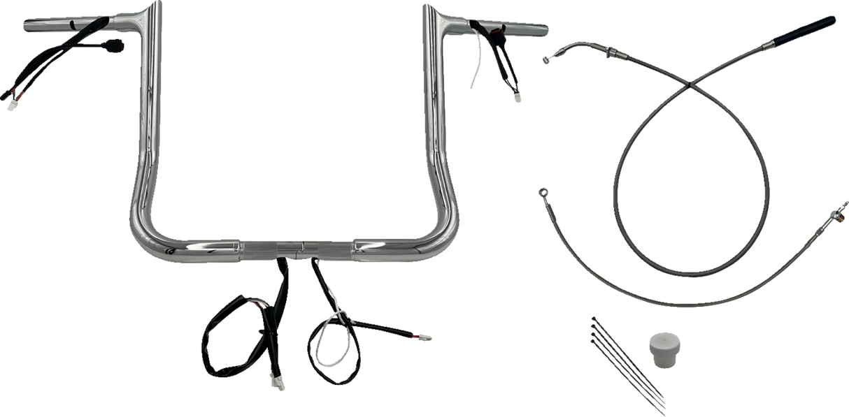 FAT BAGGERS INC. 1-1/4" EZ Install Pointed Top Handlebar - 14" - Chrome 949014
