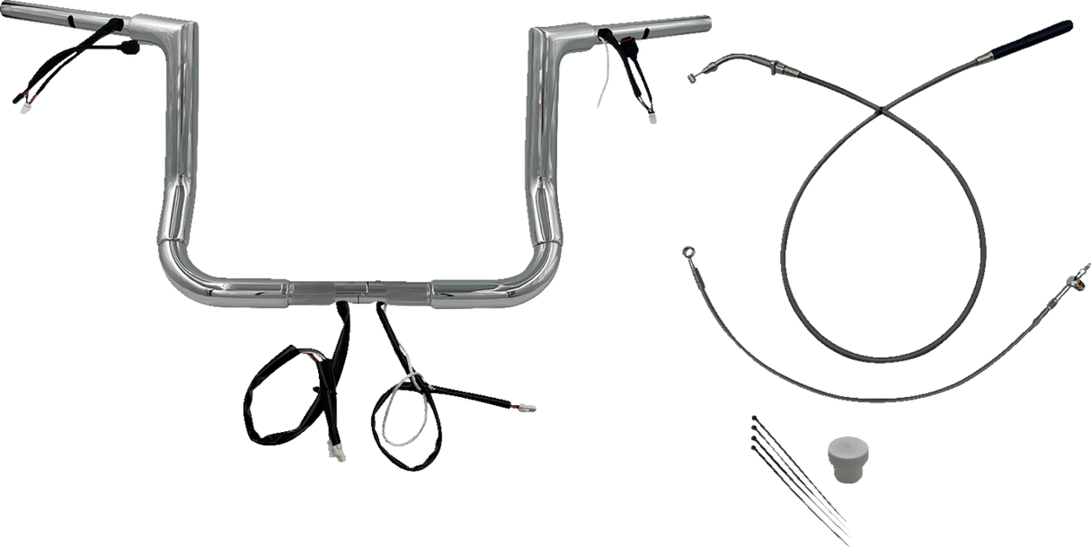 FAT BAGGERS INC. 1-1/2" EZ Install Flat Top Handlebar - 12" - Chrome 649012