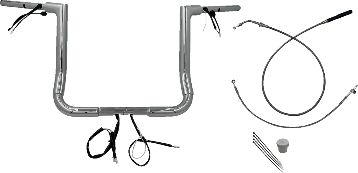FAT BAGGERS INC. 1-1/2" EZ Install Flat Top Handlebar - 14" - Chrome 649014