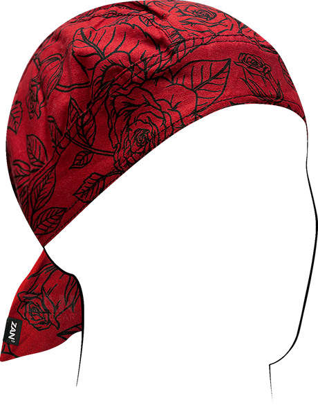 ZAN HEADGEAR Flydanna? Head Wrap - Black and Red Roses Z311