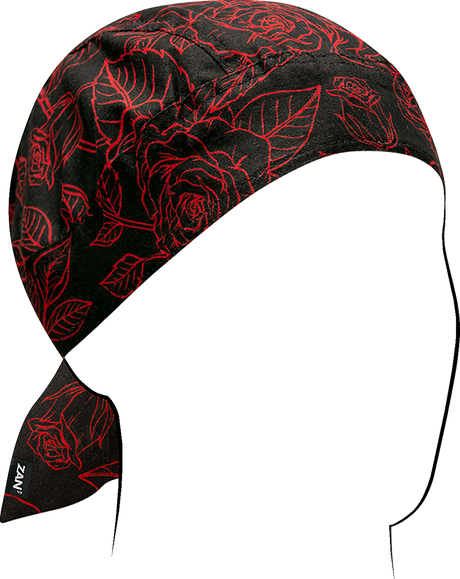 ZAN HEADGEAR Flydanna? Head Wrap - Red and Black Roses Z206