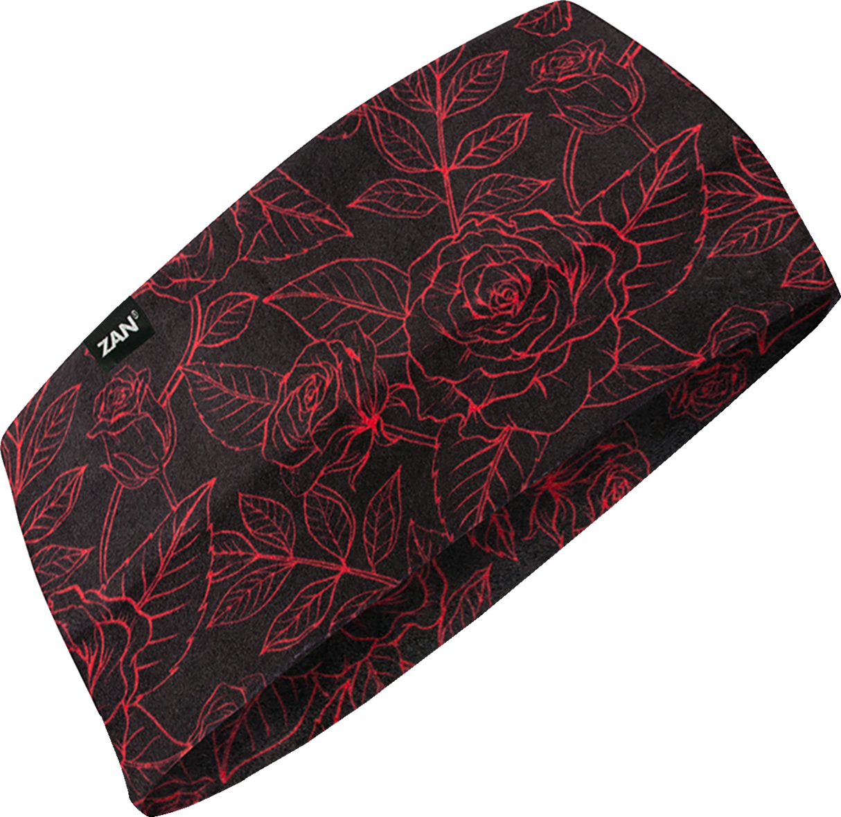 ZAN HEADGEAR SportFlex? Headband - Black and Red Roses HBL206