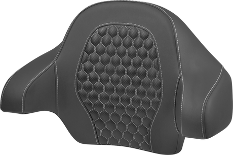 SADDLEMEN Tour Pack Backrest Pad - Honeycomb - White Stitching - FLH/FLT '14-'24 814-07-15106