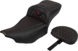 SADDLEMEN Roadsofa* Extended Reach Seat - with Backrest - Honeycomb - Red Stitch - FLTR/FLHX '23-'24 823-07-190B4