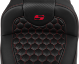SADDLEMEN Roadsofa* Extended Reach Seat - with Backrest - Honeycomb - Red Stitch - FLTR/FLHX '23-'24 823-07-190B4
