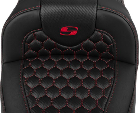 SADDLEMEN Roadsofa* Extended Reach Seat - with Backrest - Honeycomb - Red Stitch - FLTR/FLHX '23-'24 823-07-190B4