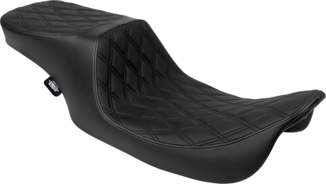 DRAG SPECIALTIES SEATS Predator 2-Up Seat - Vinyl - Double Diamond - Black Stitching- w/o Backrest - FL '97-'07 4695B