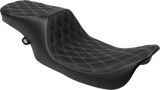 DRAG SPECIALTIES SEATS Predator 2-Up Seat - Vinyl - Double Diamond - Silver Stitching- w/o Backrest - FL '97-'07 4695C