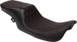 DRAG SPECIALTIES SEATS Predator 2-Up Seat - Vinyl - Double Diamond - Red Stitching - w/o Backrest - FL '97-'07 4695D