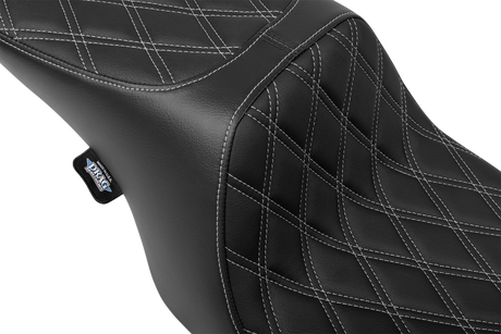 DRAG SPECIALTIES SEATS Predator 2-Up Seat - Vinyl - Double Diamond - Silver Stitching- w/o Backrest - FL '97-'07 4695C
