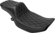 DRAG SPECIALTIES SEATS Extended Reach Predator III Seat - Double Diamond - Silver Stitching - Vinyl - FLH/FLT '23-'24 4705C