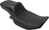 DRAG SPECIALTIES SEATS Extended Reach Predator III Seat - Double Diamond - Silver Stitching - Vinyl - FLH/FLT '23-'24 4705C