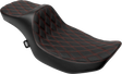 DRAG SPECIALTIES SEATS Extended Reach Predator III Seat - Double Diamond - Red Stitching - Vinyl - FLH/FLT '23-'24 4705D
