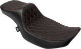 DRAG SPECIALTIES SEATS Extended Reach Predator III Seat - Double Diamond - Red Stitching - Vinyl - FLH/FLT '23-'24 4705D