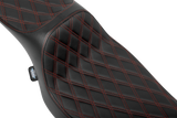 DRAG SPECIALTIES SEATS Extended Reach Predator III Seat - Double Diamond - Red Stitching - Vinyl - FLH/FLT '23-'24 4705D