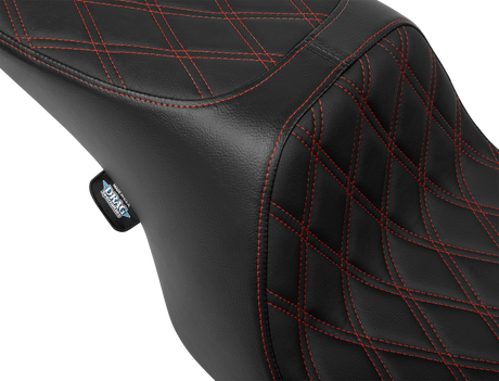 DRAG SPECIALTIES SEATS Predator 2-Up Seat - Vinyl - Double Diamond - Red Stitching - w/o Backrest - FL '97-'07 4695D