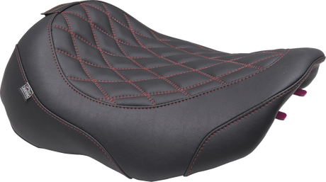 MUSTANG Wide Tripper* Seat - Solo - Dark Brown/Dark Cherry Stitching - FLT/FLH '23-'25 89503DC