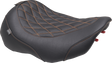 MUSTANG Wide Tripper* Seat - Solo - Dark Brown/Mandarin Orange Stitching - FLT/FLH '23-'25 89503MO